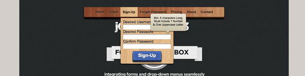 FormBox – A jQuery & CSS3 Drop-Down Menu With Integrated Forms