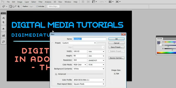 Digital Painting In Adobe Photoshop Basics Setting Up New Document