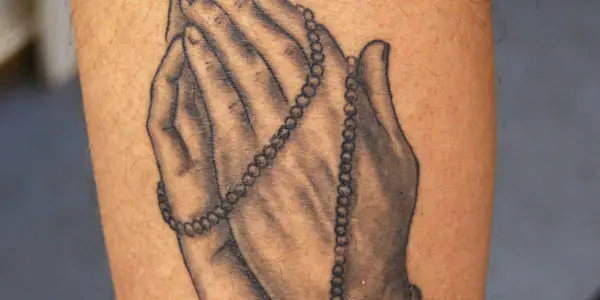 praying hands tattoo, healed