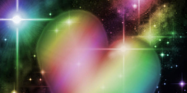 Rainbow Heart With Starry Background