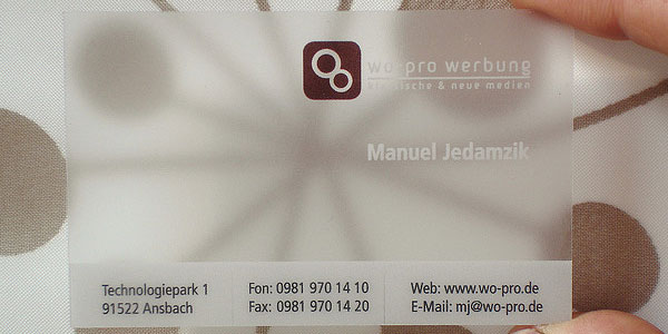 Translucent Frosted Plastic Business Card