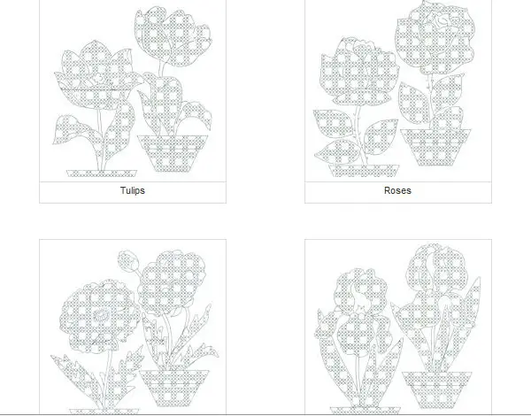 Gingham Flowers Pattern Set