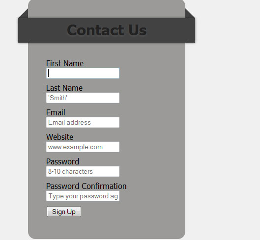 Designing Contact form in CSS3 and HTML5 