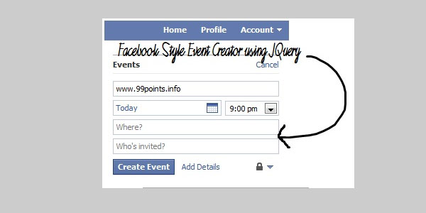 Facebook Style Event Creator With jQuery and Ajax