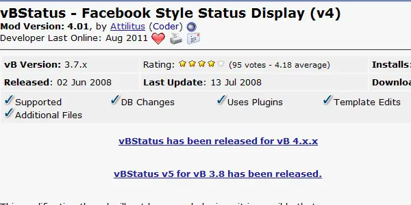 vBStatus - Facebook Style Status Display