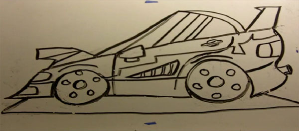 How To Draw Cartoon TUNER-MODIFIED CAR the EZ Way