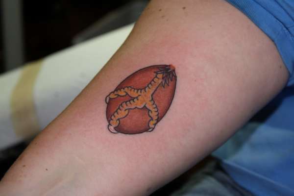 Brown Egg Chicken Foot Peace Sign Tattoo