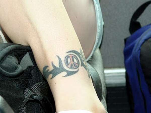 Ankle Peace Sign Tattoo