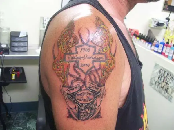 Harley Davidson Cross Tattoo