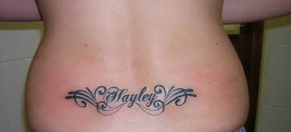Lower Back Name Tattoo