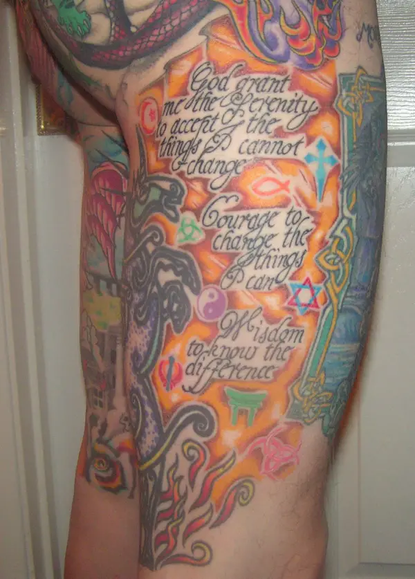 Colorful Serenity Prayer Tattoo