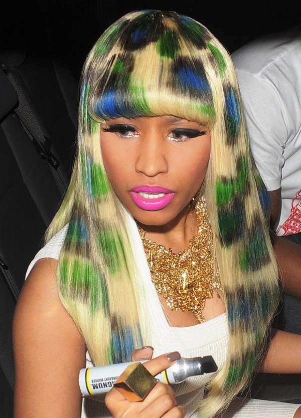 Nicki Minaj Spotted In Blue Green Hair