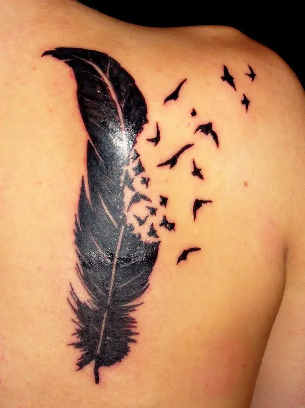 Feather and Bird Tattoo