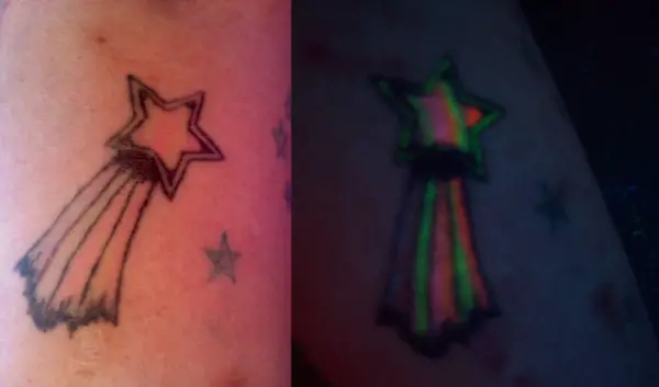 Rainbow Glowing Shooting Star Tattoo