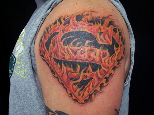 Burning Superman Tattoo