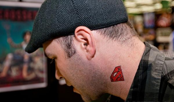 Superman Neck Tattoo