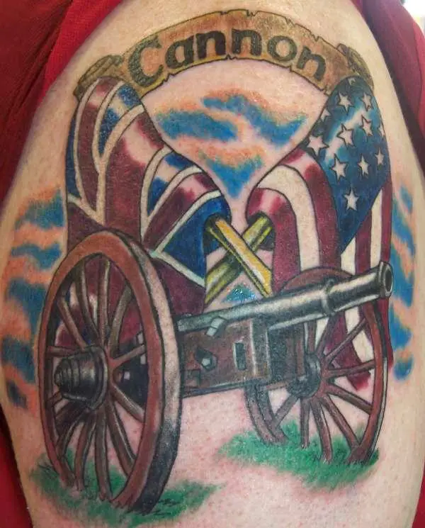 American Flag Cannon Tattoo