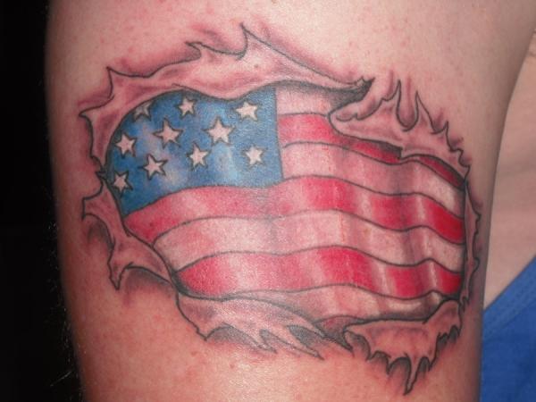 American Flag Rip Tattoo