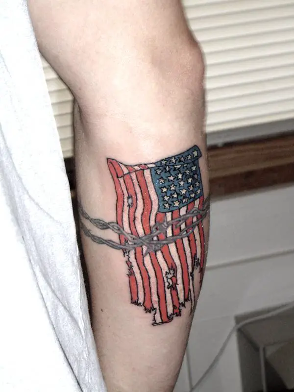 Tattered American Flag Tattoo