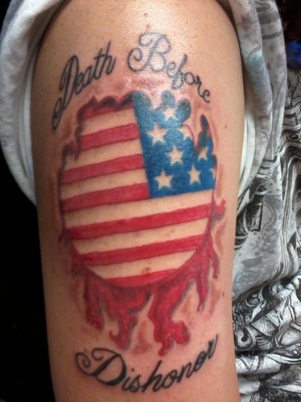 American Flag For Honour Tattoo