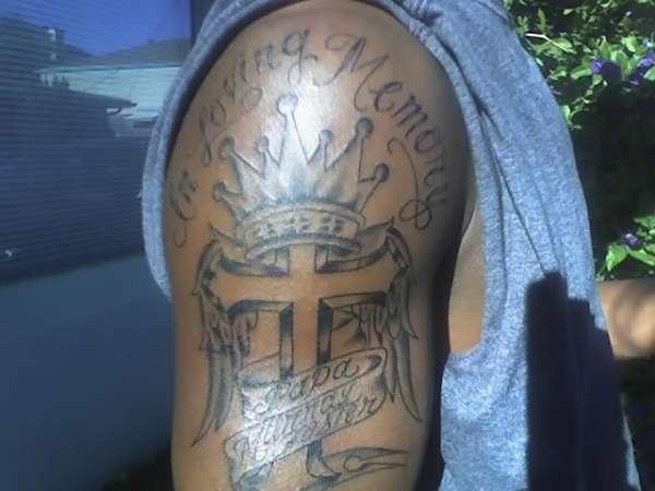 Crowned Cross Memorial Tattoo
