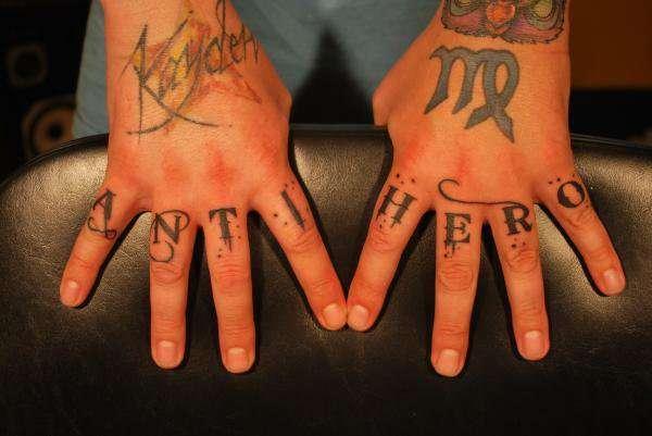 Anti Hero Knuckle Tattoo