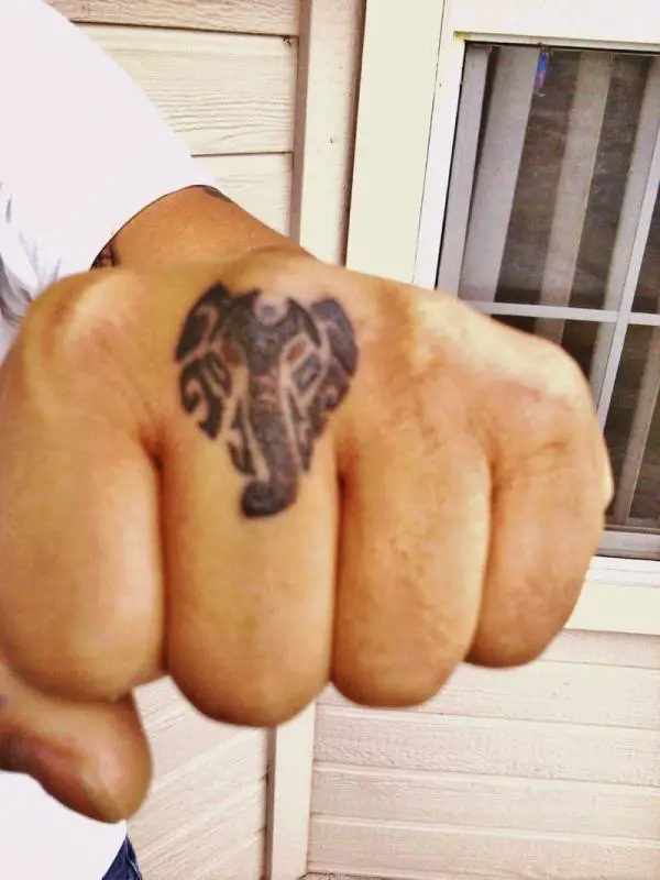 Elephant Face Knuckle Tattoo