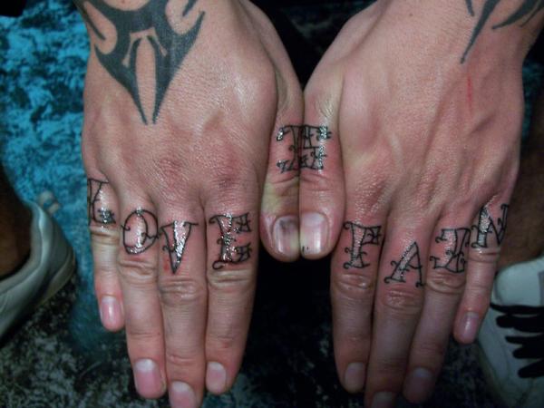 Love Fate Knuckle Tattoo