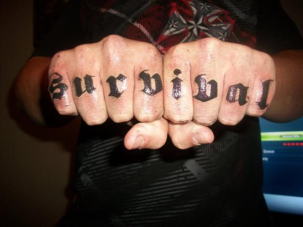 Survival Knuckle Tattoo