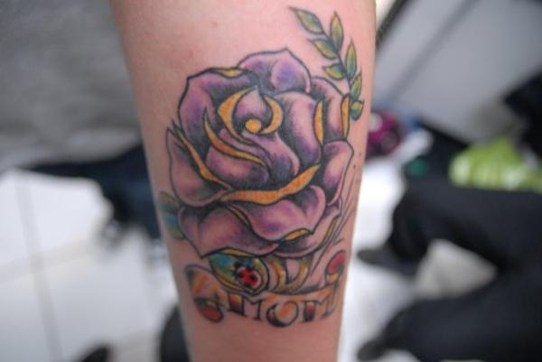 Purple Flower With Mom Tattoo