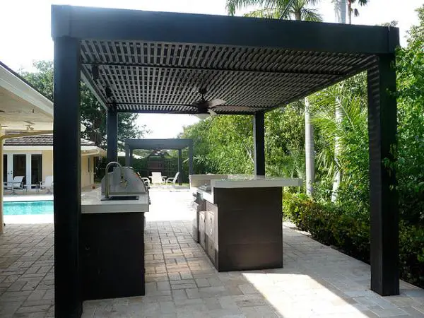 Custom Modern Outdoor Kitchen With Grill