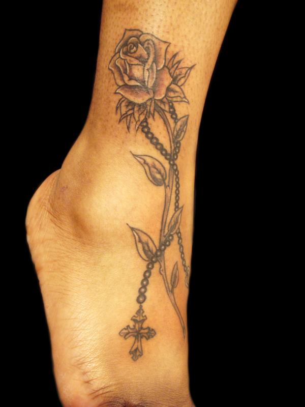 Tattoo uploaded by magi  arm roses 3D rosary cross hearts  blackandgray love tattoo  Tattoodo