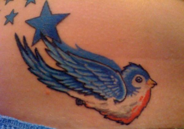 Flying Bird Belly Tattoo