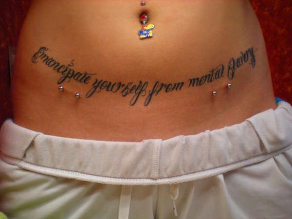 Stomach Lettering tattoo women at theYoucom