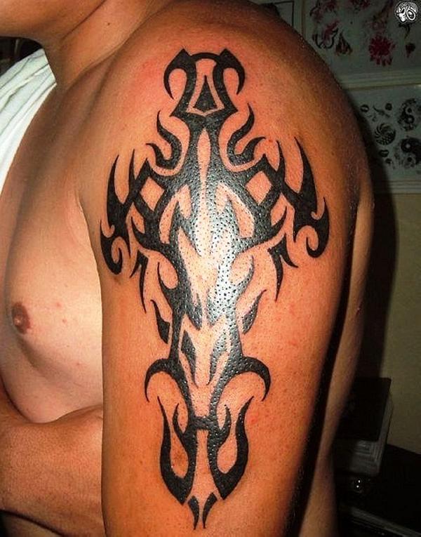 Side Tribal Arm Tattoo