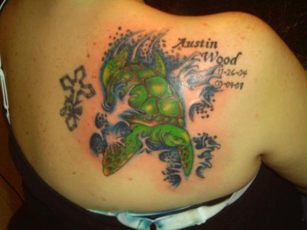 Green Turtle With Cross