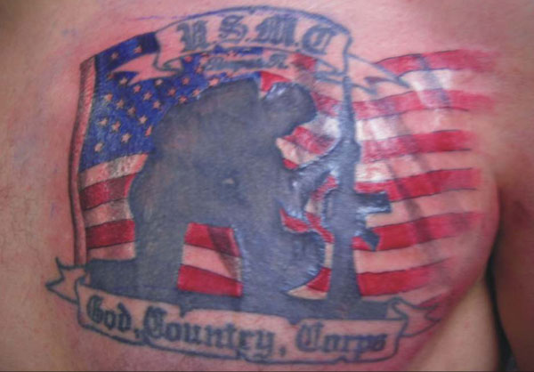 Marine flag tattoo