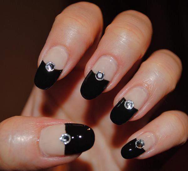 Black Satin Nail Design