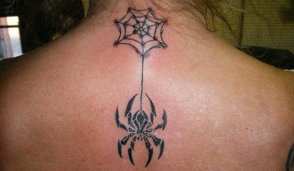 spider hanging on a web tattoo on neckTikTok Search