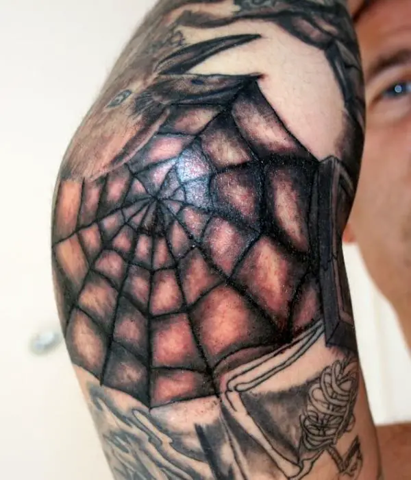 Elbow Spiderweb Tattoo