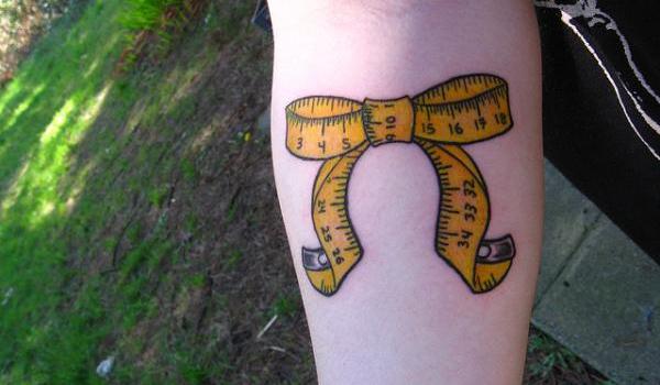 Tape Measure Bow Tattoo