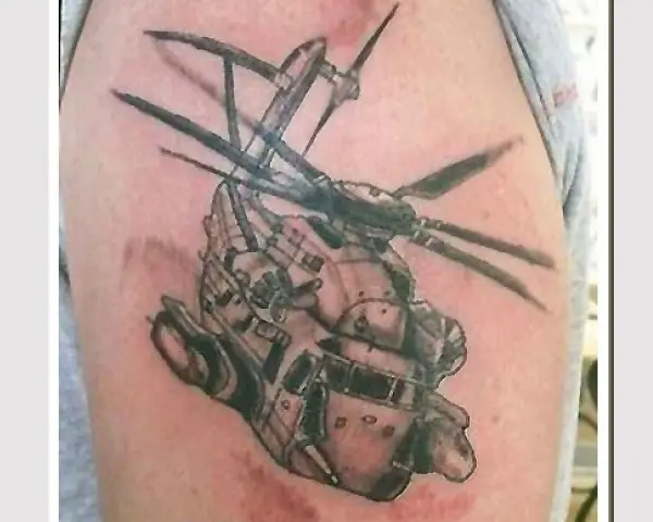 Detailed Helicopter Tattoo