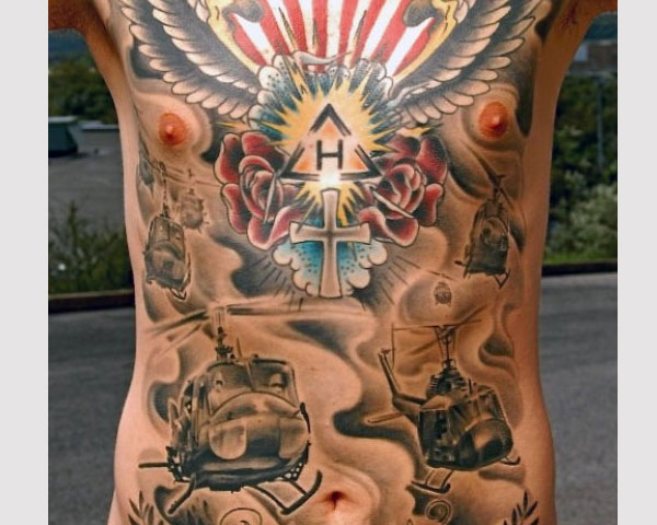 Full Front Helicopter Tattoo