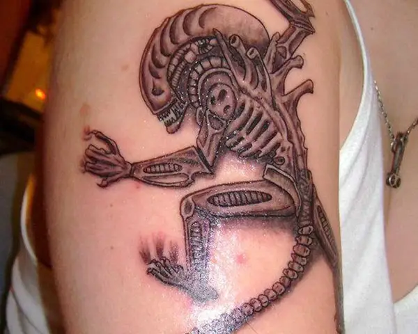 Alien Tattoo Design On Sleeve