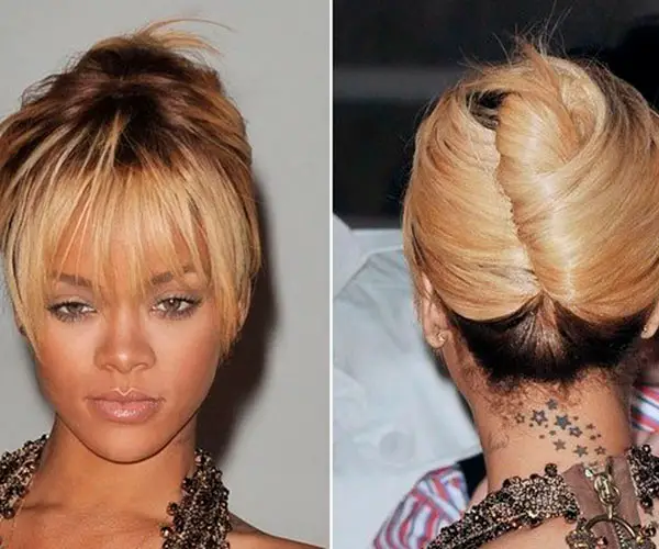 Rihanna Hairstyles of French Twist