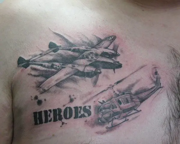 HH3A Big Mother helo flown by my grandpa in the Vietnam War Done by Tim  McCarthy at Tsunami Tattoo in Tacoma WA  rtattoos
