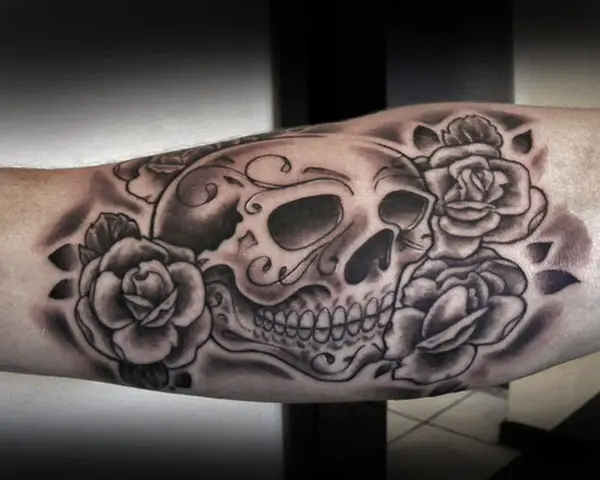 Skull And Rose Tattoo