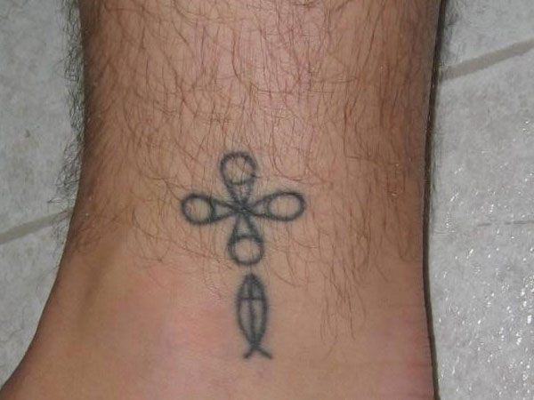 Cross And Fish Tattoo