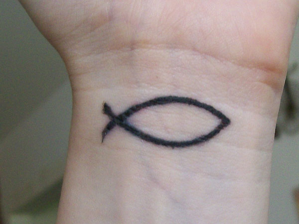 Wrist Jesus Fish Tattoo