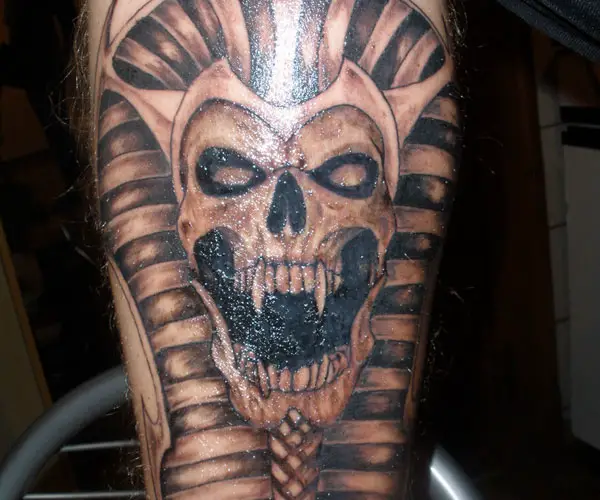 Pharaoh Tattoo On Calf